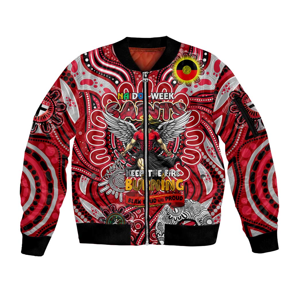 Custom St Kilda Saints NAIDOC Week 2024 Sleeve Zip Bomber Jacket Mascot Football