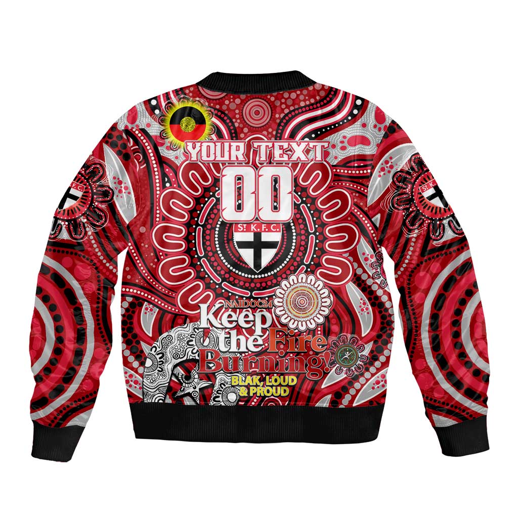 Custom St Kilda Saints NAIDOC Week 2024 Sleeve Zip Bomber Jacket Mascot Football