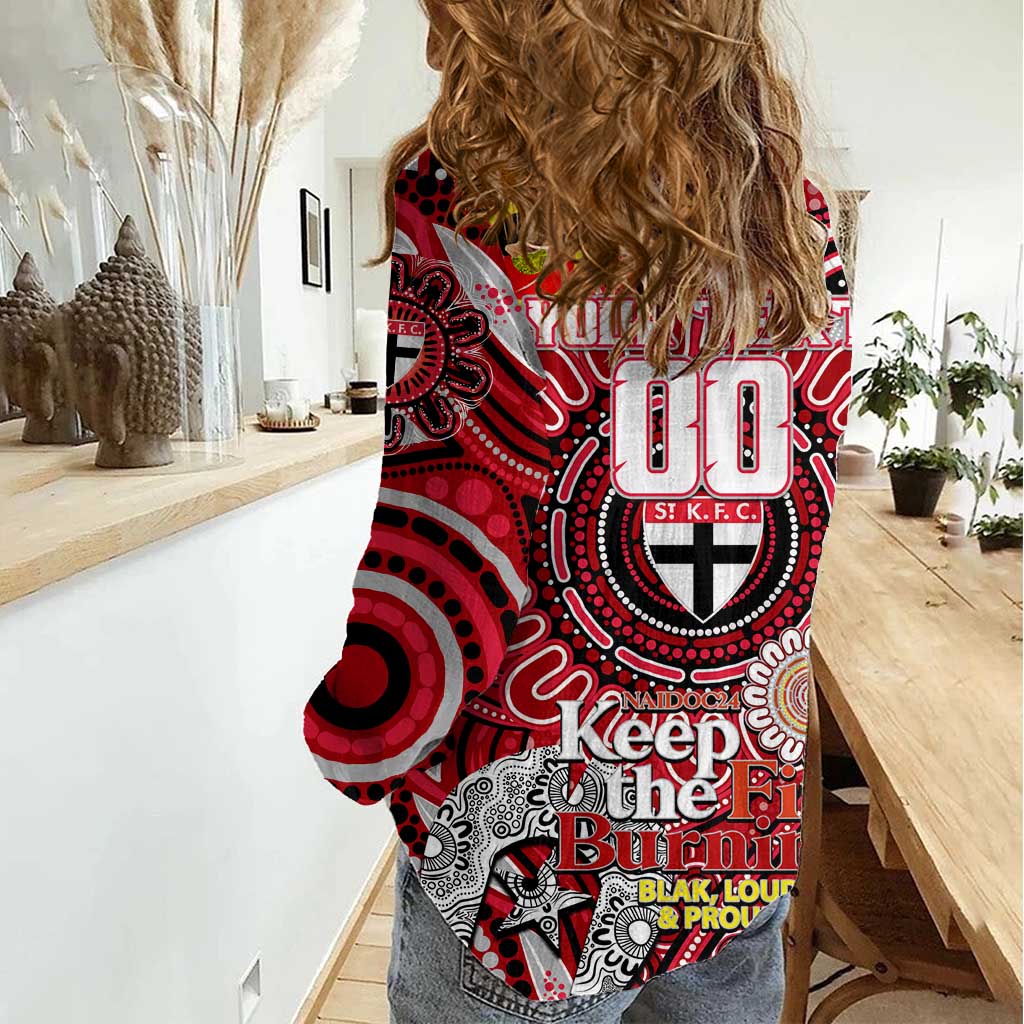 Custom St Kilda Saints NAIDOC Week 2024 Women Casual Shirt Mascot Football