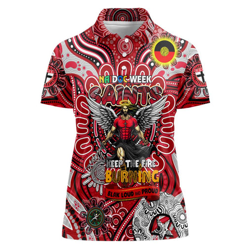 Custom St Kilda Saints NAIDOC Week 2024 Women Polo Shirt Mascot Football