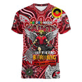 Custom St Kilda Saints NAIDOC Week 2024 Women V-Neck T-Shirt Mascot Football
