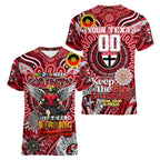 Custom St Kilda Saints NAIDOC Week 2024 Women V-Neck T-Shirt Mascot Football
