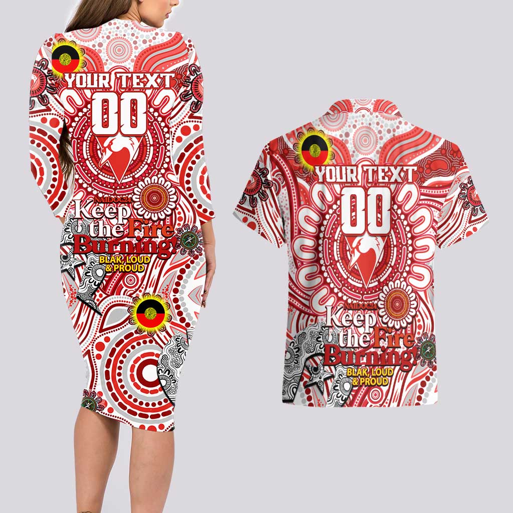 Custom Sydney Swans NAIDOC Week 2024 Couples Matching Long Sleeve Bodycon Dress and Hawaiian Shirt Mascot Football