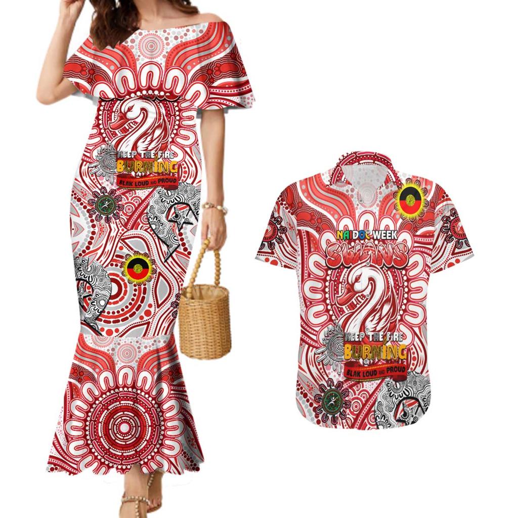 Custom Sydney Swans NAIDOC Week 2024 Couples Matching Mermaid Dress and Hawaiian Shirt Mascot Football
