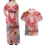 Custom Sydney Swans NAIDOC Week 2024 Couples Matching Off Shoulder Maxi Dress and Hawaiian Shirt Mascot Football