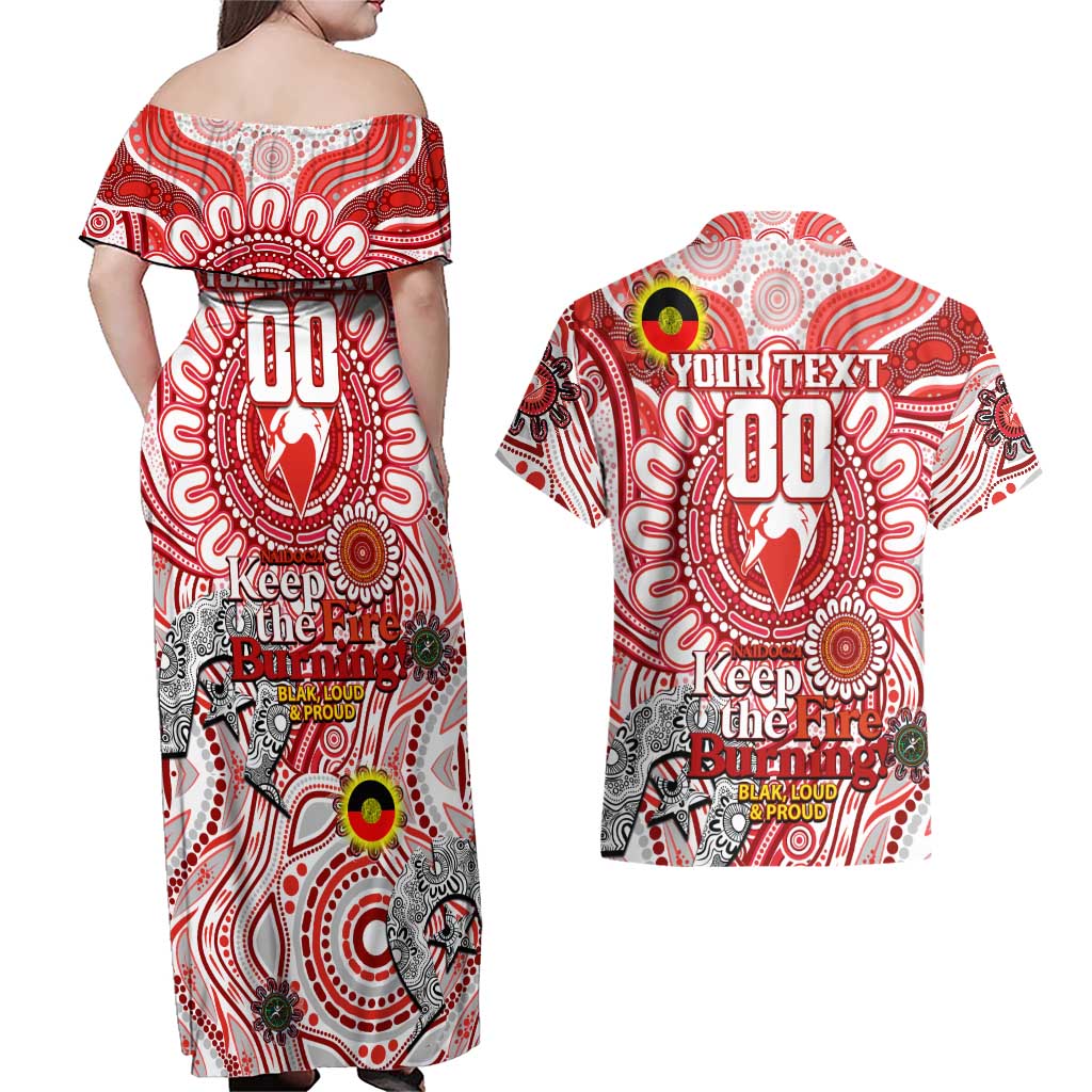 Custom Sydney Swans NAIDOC Week 2024 Couples Matching Off Shoulder Maxi Dress and Hawaiian Shirt Mascot Football