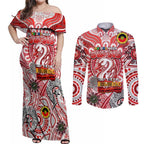 Custom Sydney Swans NAIDOC Week 2024 Couples Matching Off Shoulder Maxi Dress and Long Sleeve Button Shirt Mascot Football