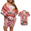 Custom Sydney Swans NAIDOC Week 2024 Couples Matching Off Shoulder Short Dress and Hawaiian Shirt Mascot Football