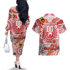 Custom Sydney Swans NAIDOC Week 2024 Couples Matching Off The Shoulder Long Sleeve Dress and Hawaiian Shirt Mascot Football