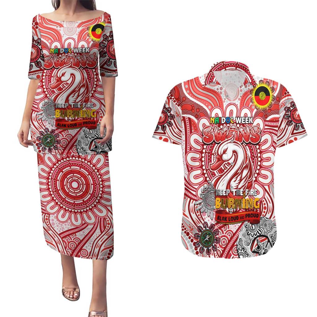 Custom Sydney Swans NAIDOC Week 2024 Couples Matching Puletasi and Hawaiian Shirt Mascot Football