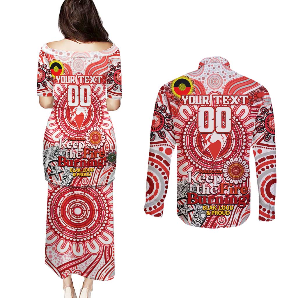 Custom Sydney Swans NAIDOC Week 2024 Couples Matching Puletasi and Long Sleeve Button Shirt Mascot Football