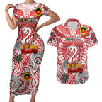 Custom Sydney Swans NAIDOC Week 2024 Couples Matching Short Sleeve Bodycon Dress and Hawaiian Shirt Mascot Football