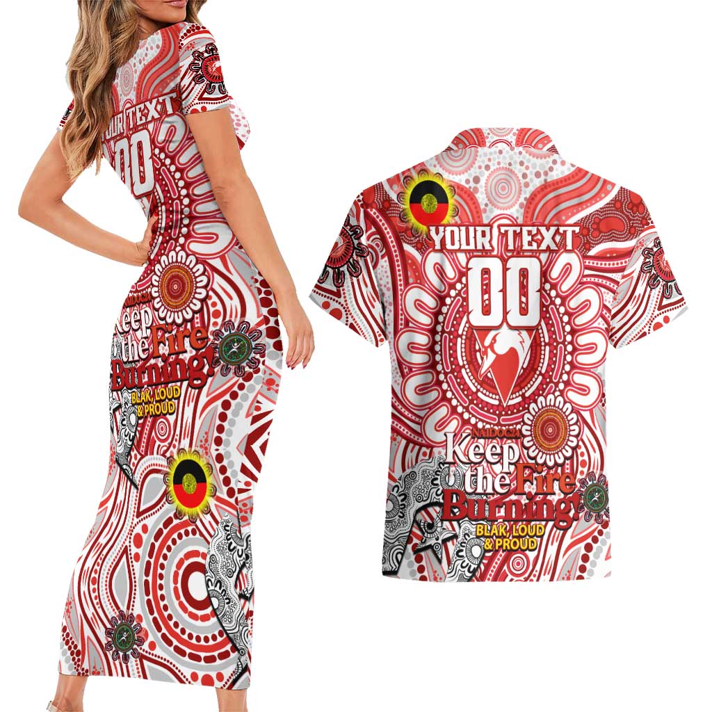 Custom Sydney Swans NAIDOC Week 2024 Couples Matching Short Sleeve Bodycon Dress and Hawaiian Shirt Mascot Football