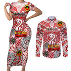 Custom Sydney Swans NAIDOC Week 2024 Couples Matching Short Sleeve Bodycon Dress and Long Sleeve Button Shirt Mascot Football