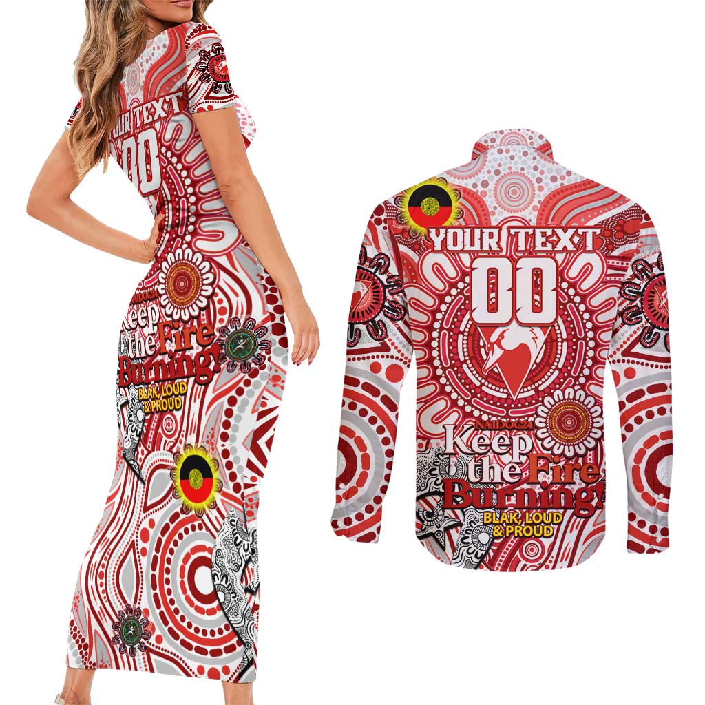 Custom Sydney Swans NAIDOC Week 2024 Couples Matching Short Sleeve Bodycon Dress and Long Sleeve Button Shirt Mascot Football