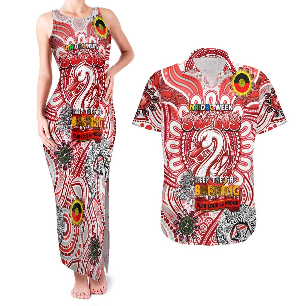 Custom Sydney Swans NAIDOC Week 2024 Couples Matching Tank Maxi Dress and Hawaiian Shirt Mascot Football
