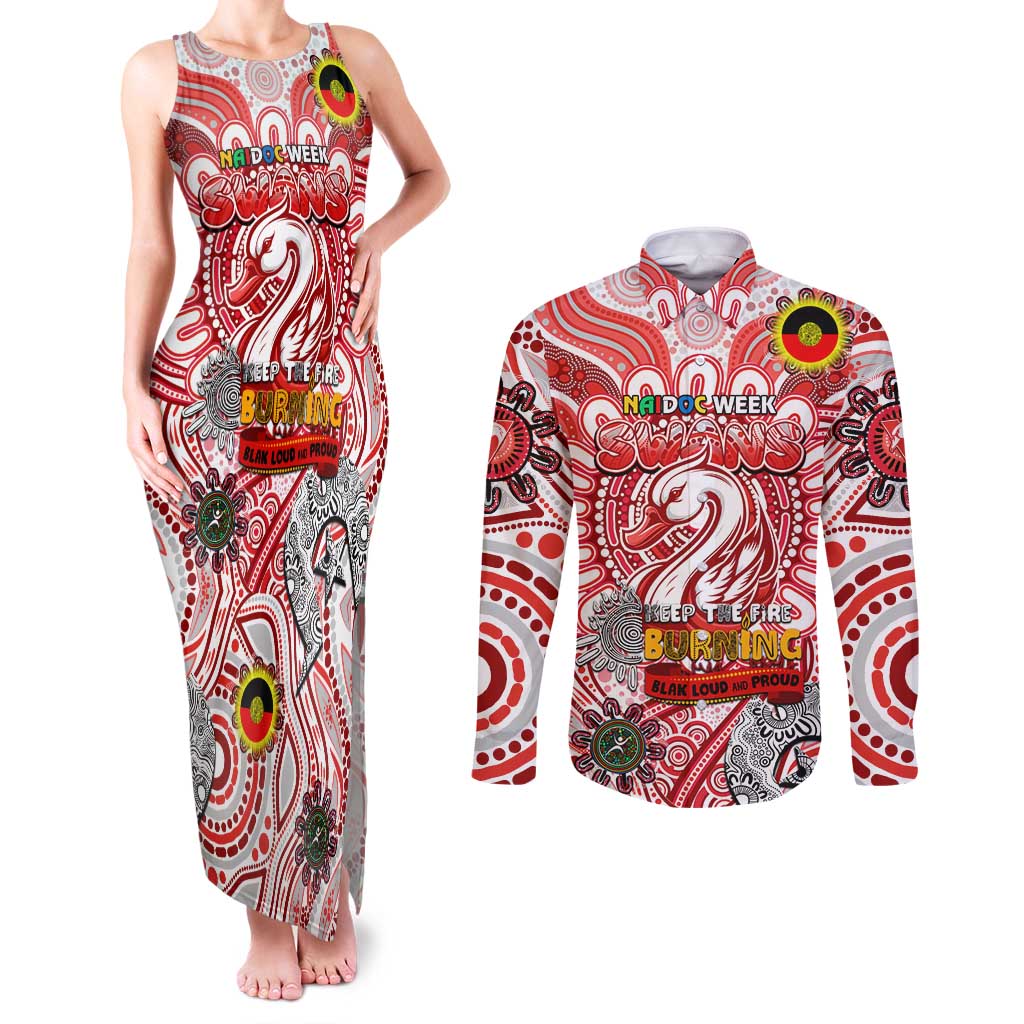 Custom Sydney Swans NAIDOC Week 2024 Couples Matching Tank Maxi Dress and Long Sleeve Button Shirt Mascot Football