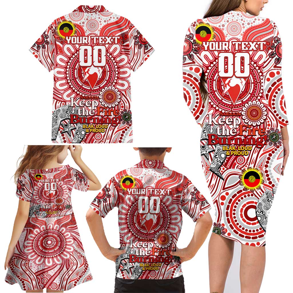 Custom Sydney Swans NAIDOC Week 2024 Family Matching Long Sleeve Bodycon Dress and Hawaiian Shirt Mascot Football