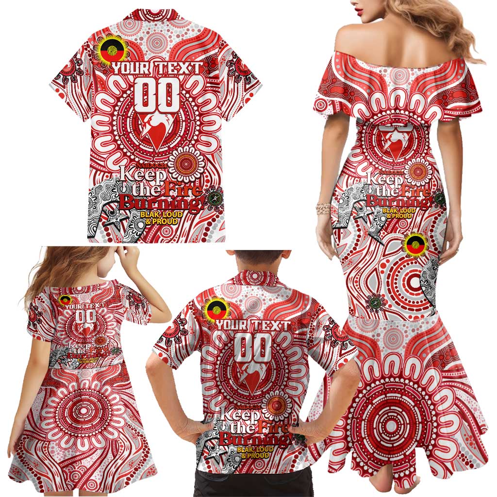 Custom Sydney Swans NAIDOC Week 2024 Family Matching Mermaid Dress and Hawaiian Shirt Mascot Football