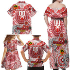 Custom Sydney Swans NAIDOC Week 2024 Family Matching Off Shoulder Maxi Dress and Hawaiian Shirt Mascot Football
