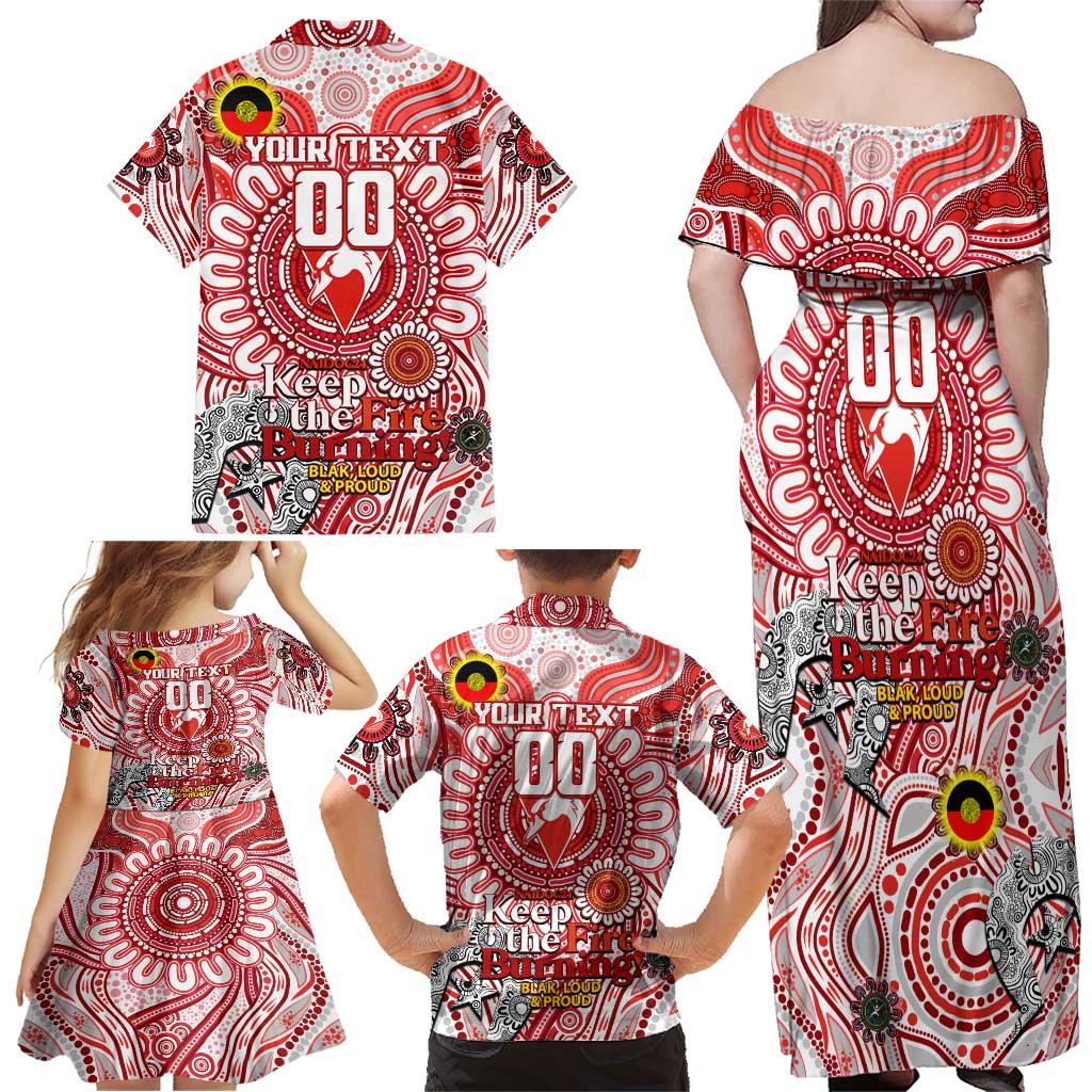 Custom Sydney Swans NAIDOC Week 2024 Family Matching Off Shoulder Maxi Dress and Hawaiian Shirt Mascot Football