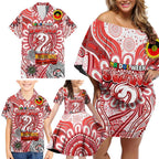 Custom Sydney Swans NAIDOC Week 2024 Family Matching Off Shoulder Short Dress and Hawaiian Shirt Mascot Football
