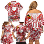 Custom Sydney Swans NAIDOC Week 2024 Family Matching Off Shoulder Short Dress and Hawaiian Shirt Mascot Football