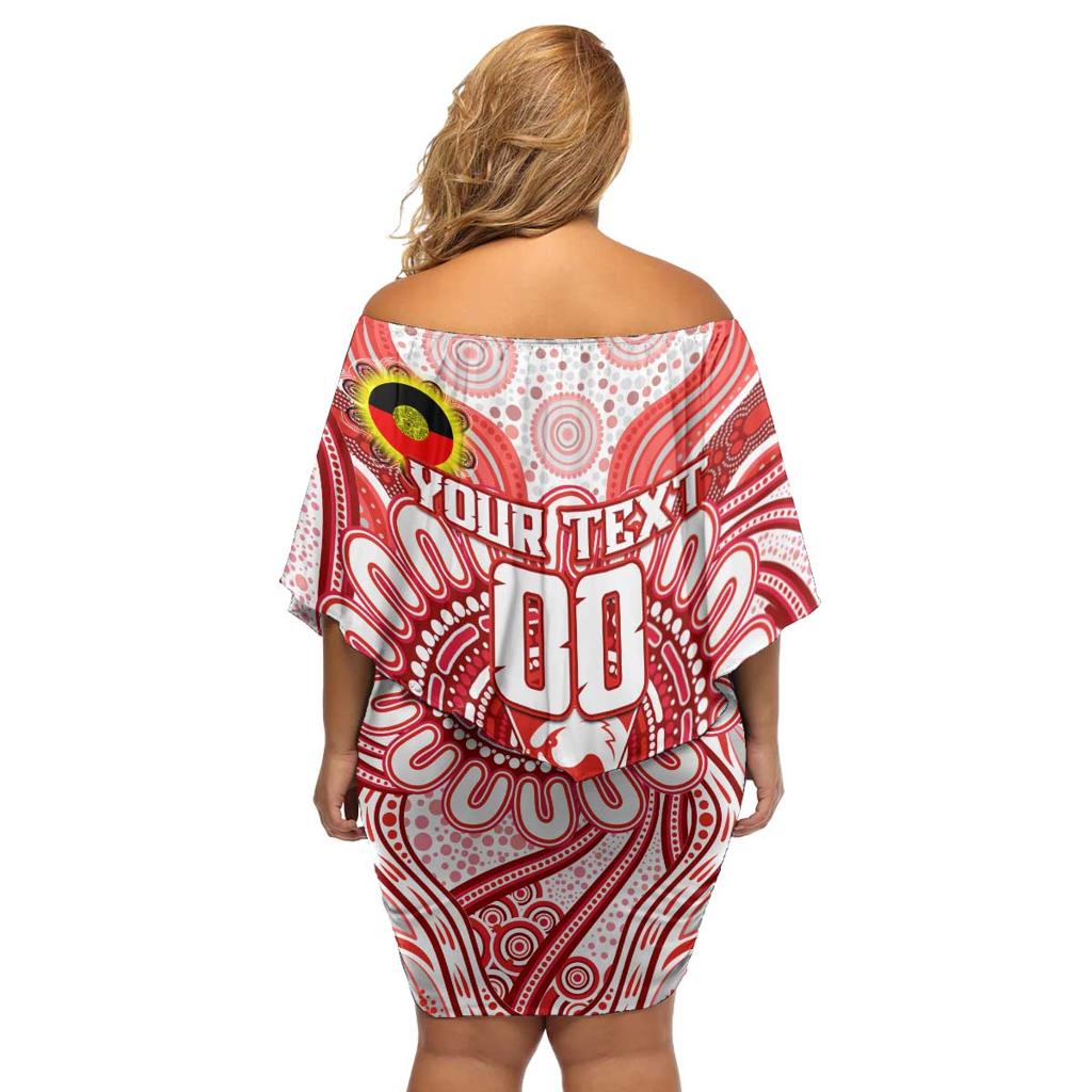 Custom Sydney Swans NAIDOC Week 2024 Family Matching Off Shoulder Short Dress and Hawaiian Shirt Mascot Football