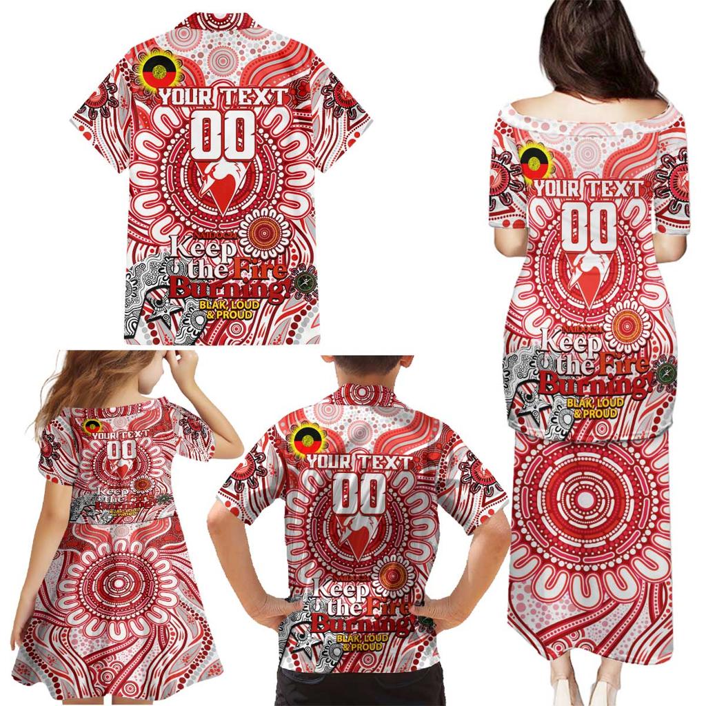 Custom Sydney Swans NAIDOC Week 2024 Family Matching Puletasi and Hawaiian Shirt Mascot Football