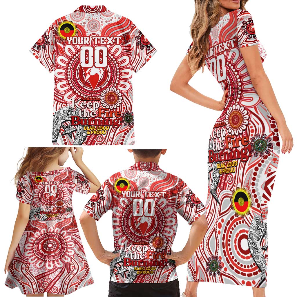 Custom Sydney Swans NAIDOC Week 2024 Family Matching Short Sleeve Bodycon Dress and Hawaiian Shirt Mascot Football