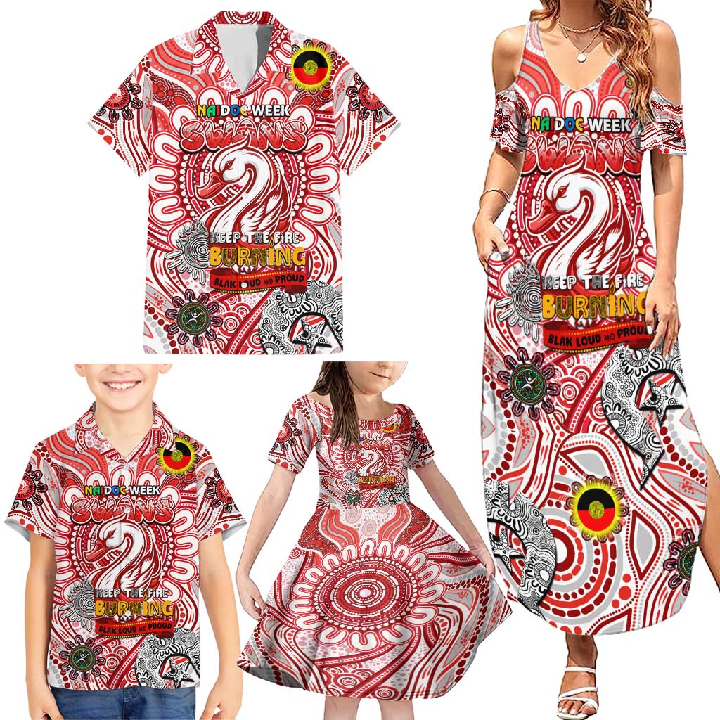 Custom Sydney Swans NAIDOC Week 2024 Family Matching Summer Maxi Dress and Hawaiian Shirt Mascot Football