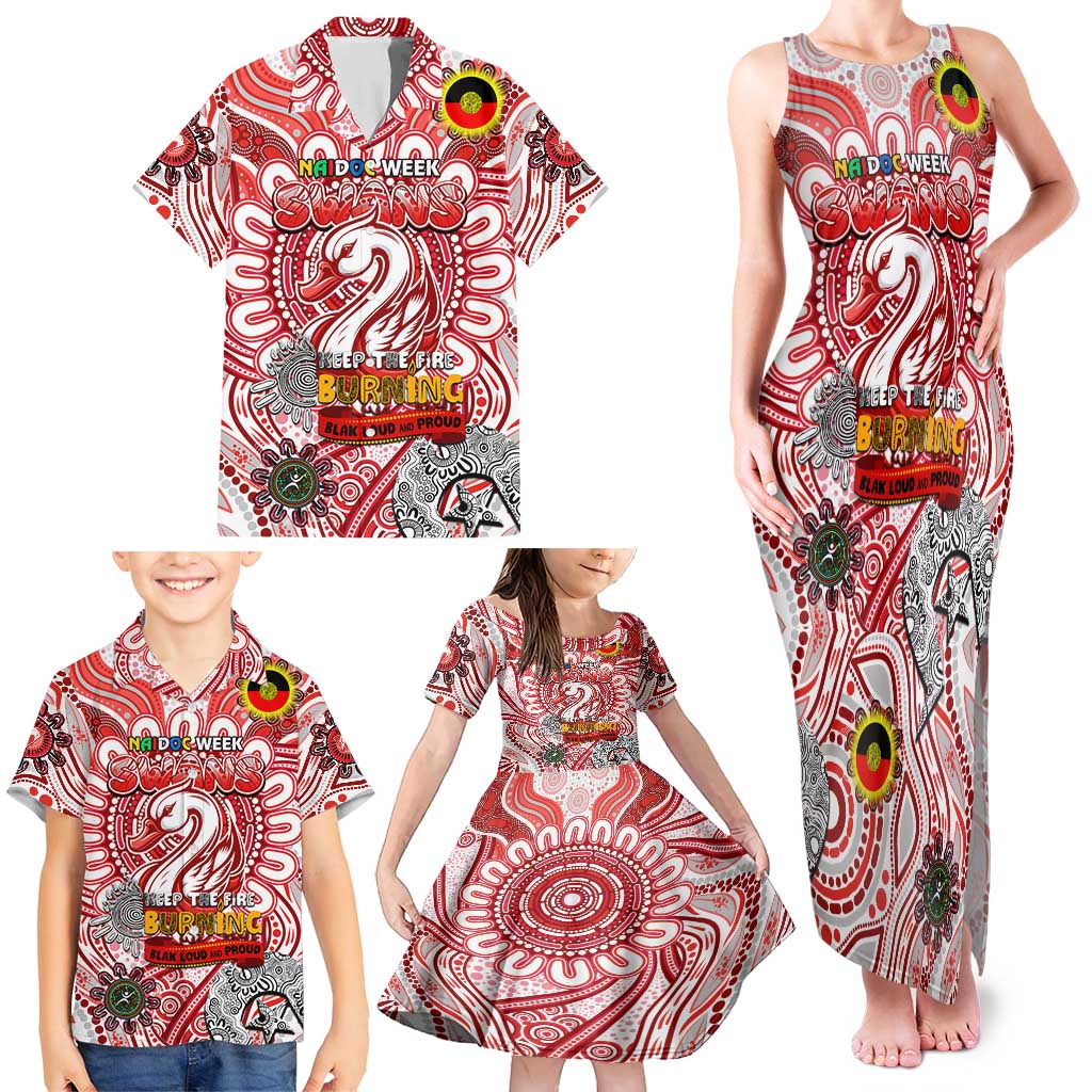 Custom Sydney Swans NAIDOC Week 2024 Family Matching Tank Maxi Dress and Hawaiian Shirt Mascot Football