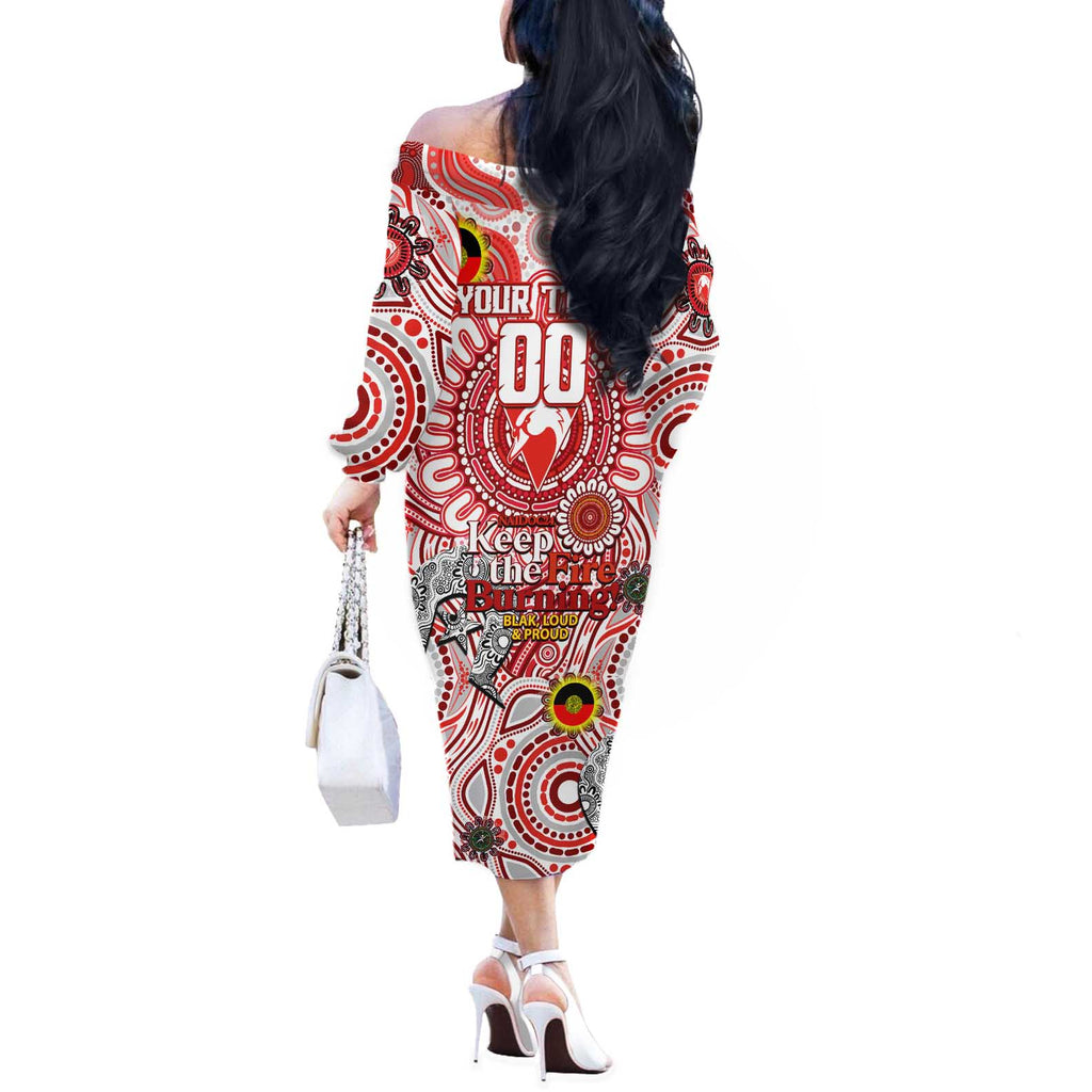 Custom Sydney Swans NAIDOC Week 2024 Off The Shoulder Long Sleeve Dress Mascot Football