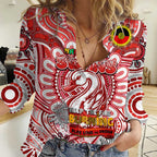 Custom Sydney Swans NAIDOC Week 2024 Women Casual Shirt Mascot Football