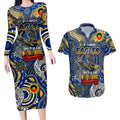 Custom West Coast Eagles NAIDOC Week 2024 Couples Matching Long Sleeve Bodycon Dress and Hawaiian Shirt Mascot Football