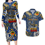 Custom West Coast Eagles NAIDOC Week 2024 Couples Matching Long Sleeve Bodycon Dress and Hawaiian Shirt Mascot Football