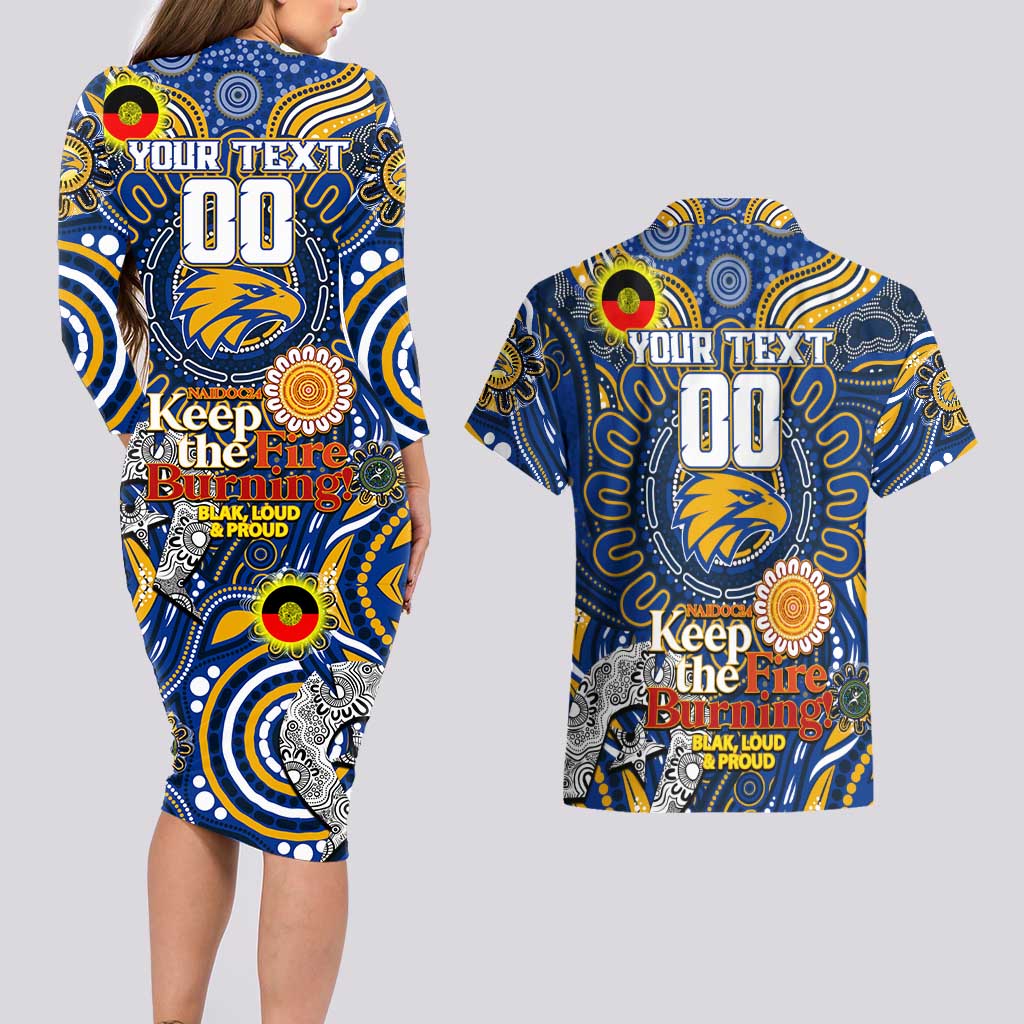 Custom West Coast Eagles NAIDOC Week 2024 Couples Matching Long Sleeve Bodycon Dress and Hawaiian Shirt Mascot Football