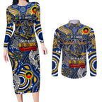 Custom West Coast Eagles NAIDOC Week 2024 Couples Matching Long Sleeve Bodycon Dress and Long Sleeve Button Shirt Mascot Football