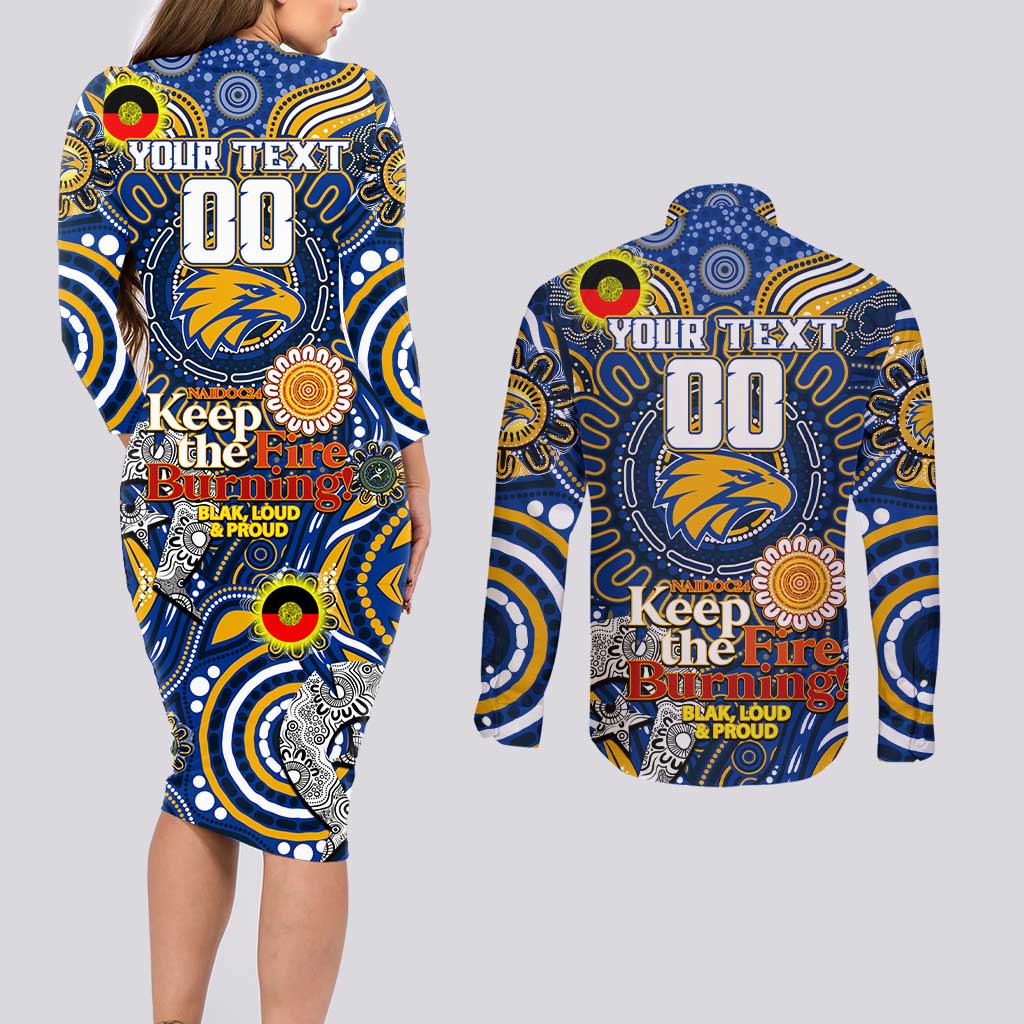 Custom West Coast Eagles NAIDOC Week 2024 Couples Matching Long Sleeve Bodycon Dress and Long Sleeve Button Shirt Mascot Football