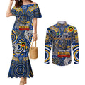 Custom West Coast Eagles NAIDOC Week 2024 Couples Matching Mermaid Dress and Long Sleeve Button Shirt Mascot Football