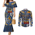 Custom West Coast Eagles NAIDOC Week 2024 Couples Matching Mermaid Dress and Long Sleeve Button Shirt Mascot Football