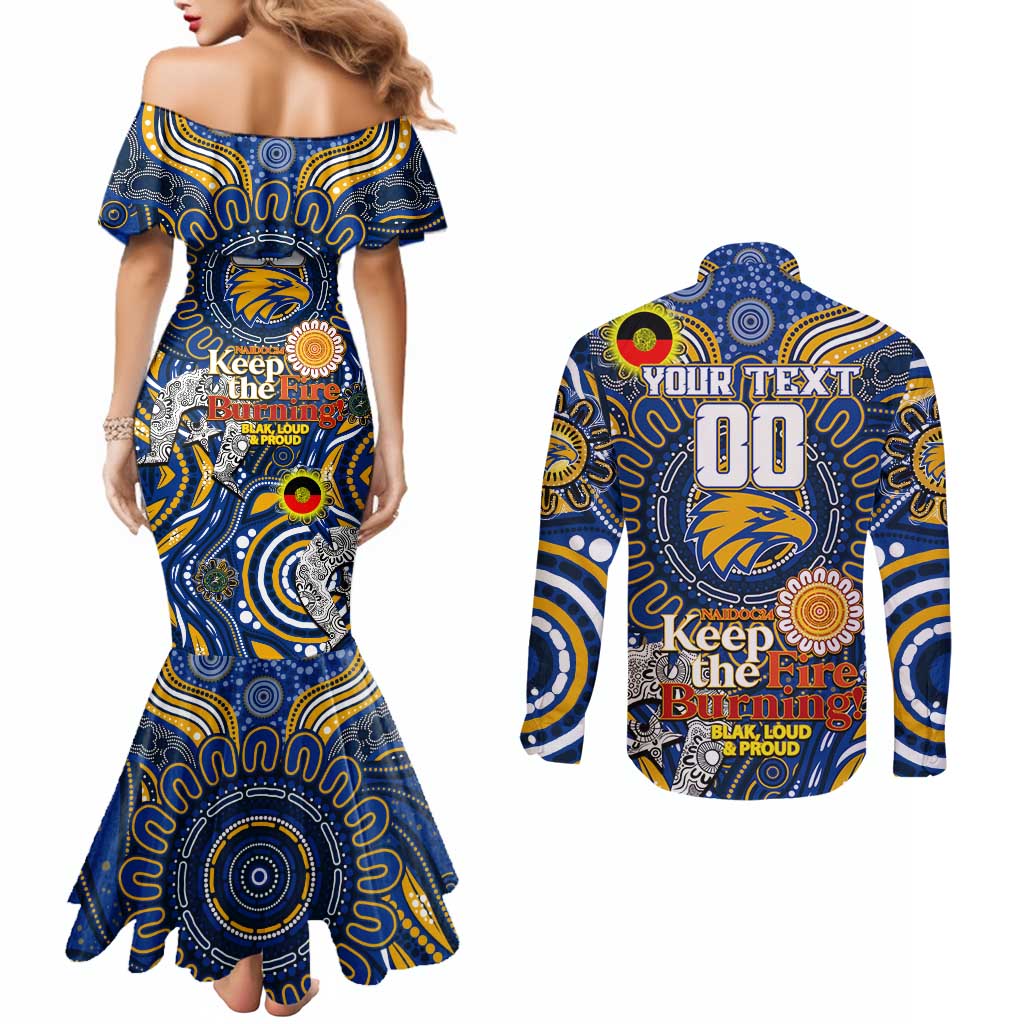 Custom West Coast Eagles NAIDOC Week 2024 Couples Matching Mermaid Dress and Long Sleeve Button Shirt Mascot Football