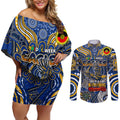 Custom West Coast Eagles NAIDOC Week 2024 Couples Matching Off Shoulder Short Dress and Long Sleeve Button Shirt Mascot Football