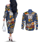 Custom West Coast Eagles NAIDOC Week 2024 Couples Matching Off The Shoulder Long Sleeve Dress and Long Sleeve Button Shirt Mascot Football