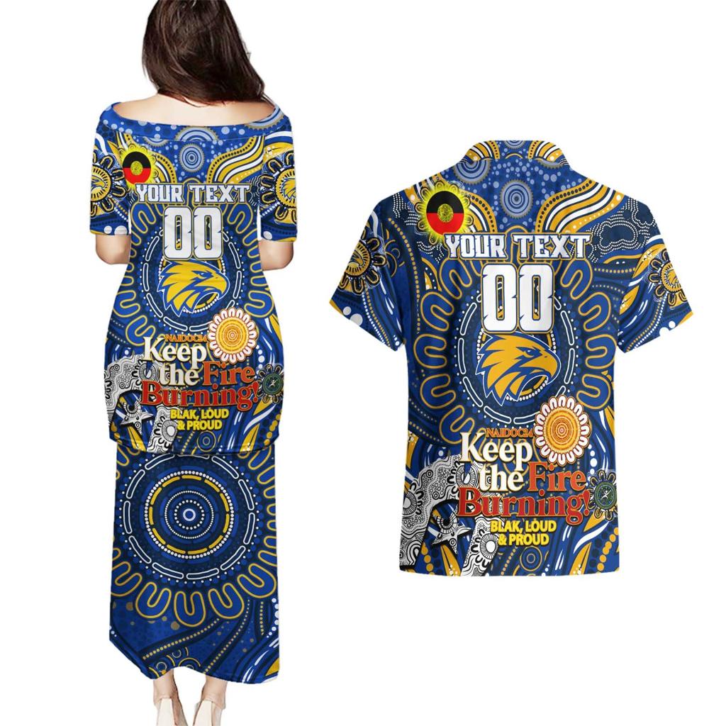 Custom West Coast Eagles NAIDOC Week 2024 Couples Matching Puletasi and Hawaiian Shirt Mascot Football