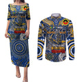 Custom West Coast Eagles NAIDOC Week 2024 Couples Matching Puletasi and Long Sleeve Button Shirt Mascot Football