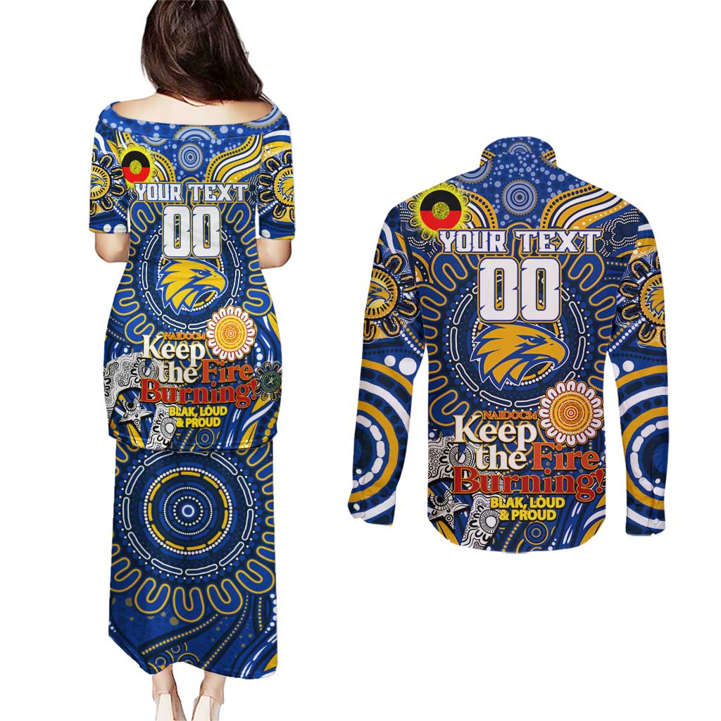 Custom West Coast Eagles NAIDOC Week 2024 Couples Matching Puletasi and Long Sleeve Button Shirt Mascot Football