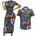 Custom West Coast Eagles NAIDOC Week 2024 Couples Matching Short Sleeve Bodycon Dress and Hawaiian Shirt Mascot Football