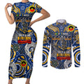Custom West Coast Eagles NAIDOC Week 2024 Couples Matching Short Sleeve Bodycon Dress and Long Sleeve Button Shirt Mascot Football
