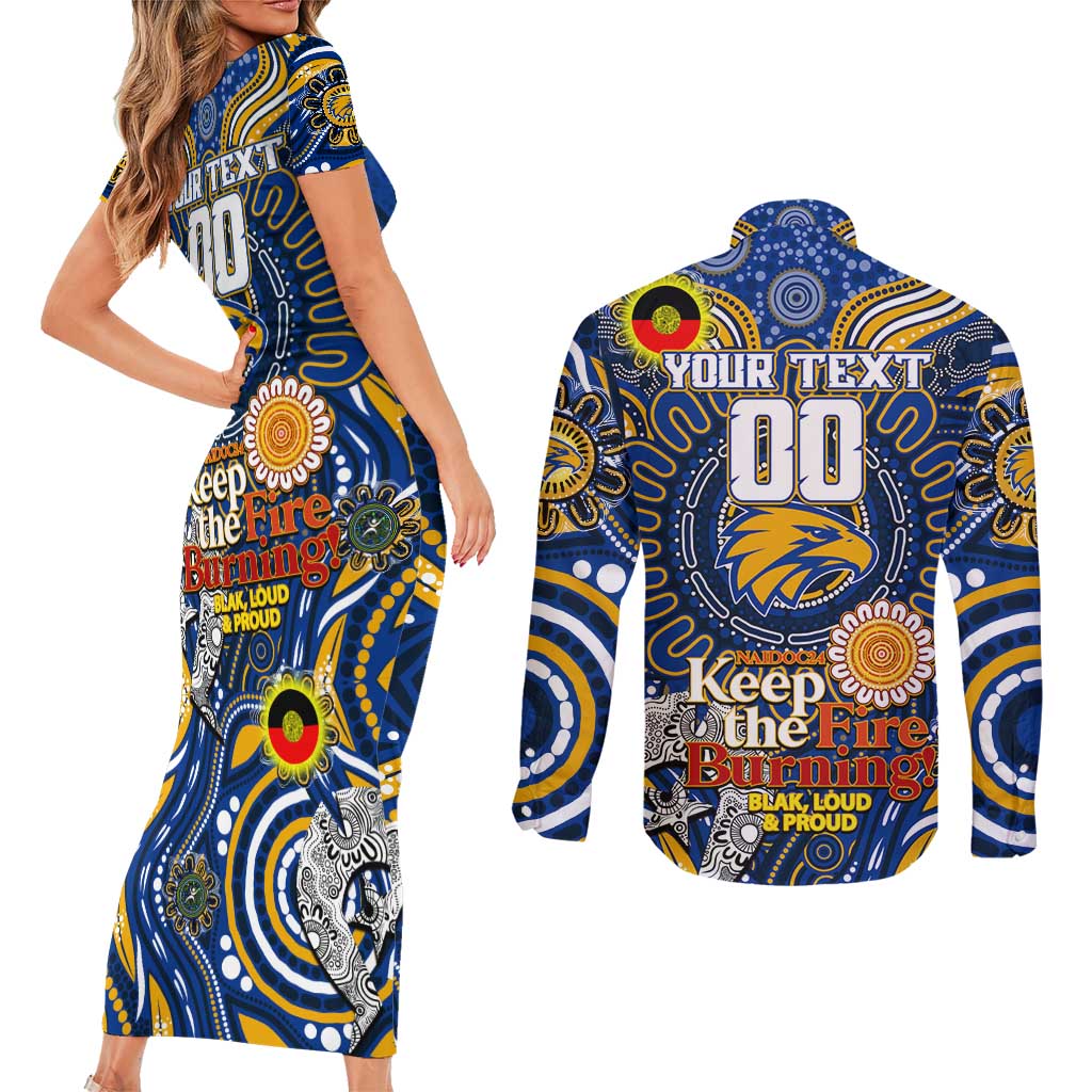 Custom West Coast Eagles NAIDOC Week 2024 Couples Matching Short Sleeve Bodycon Dress and Long Sleeve Button Shirt Mascot Football